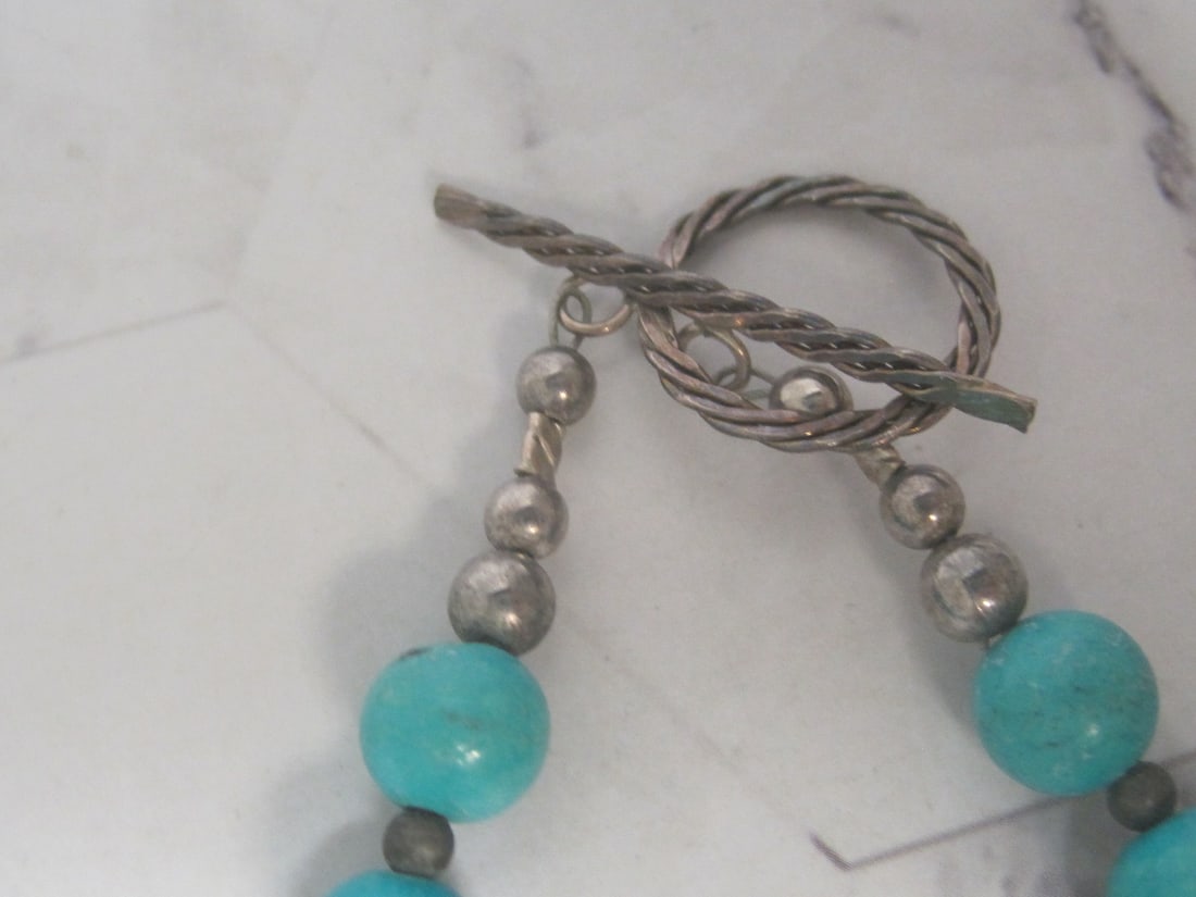 23" Vintage Sterling Silver Turquoise, Coral, Cinnabar, & Lava Chinese Bead Necklace - 5