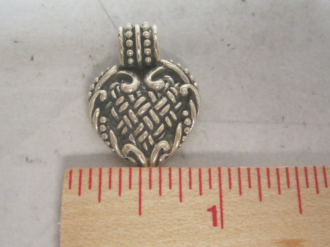Lot of 2 Sterling Silver Pendants Christmas Tree & Heart - 5