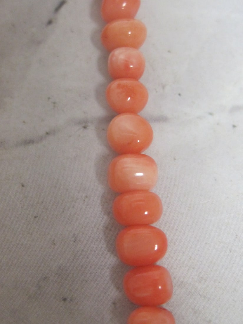 15" Angel Skin Coral Bead Necklace with Sterling Silver Clasp - 2
