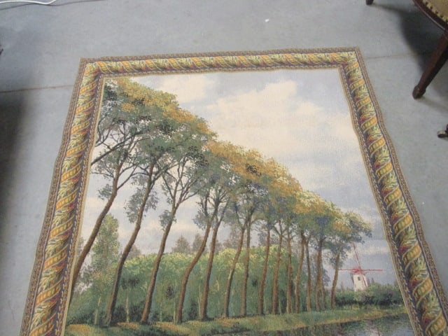 Hanging Tapestry Fully Lined Scene of Trees and Windmill - 2