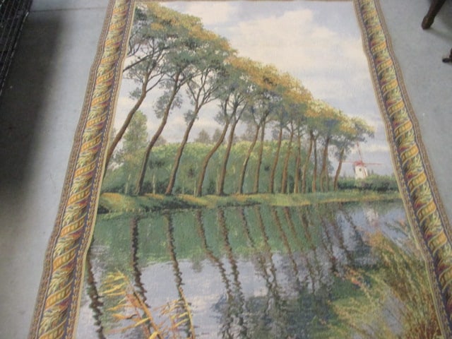Hanging Tapestry Fully Lined Scene of Trees and Windmill - 3