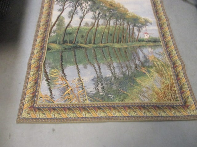 Hanging Tapestry Fully Lined Scene of Trees and Windmill - 4