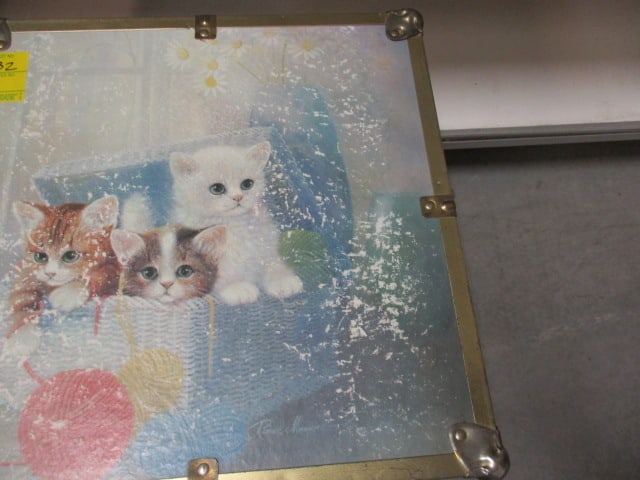 Storage Cube With Clasps, Printed With Kittens, Wooden Inside - 2