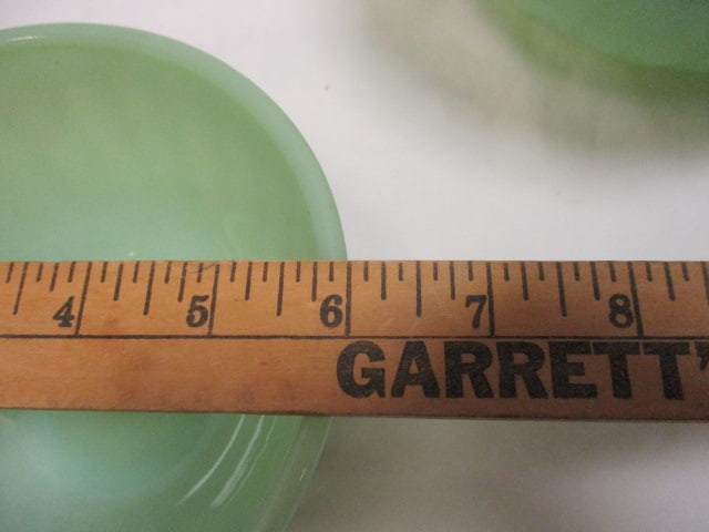 Set of Jadeite Fire-King Scalloped Plate, Medium Bowl, Large Bowl - 11