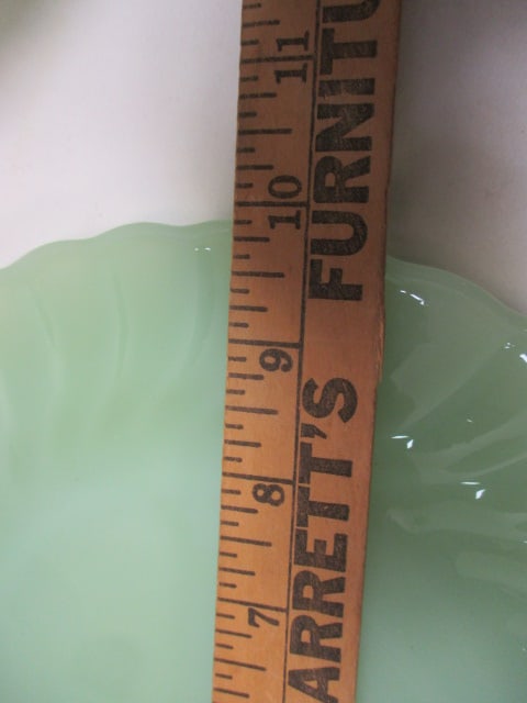 Set of Jadeite Fire-King Scalloped Plate, Medium Bowl, Large Bowl - 4