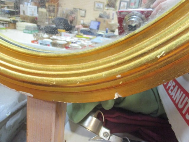 Vintage Gilt Oval Wall Mirror, Mirror No Cracks, Frame Several Nicks and Cuts - 5