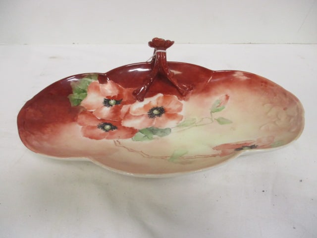Hand-Painted Porcelain WG &Co. Limoges Scalloped Edge Poppies: Fabulous Condition and Signed by Maker RB in 1905 