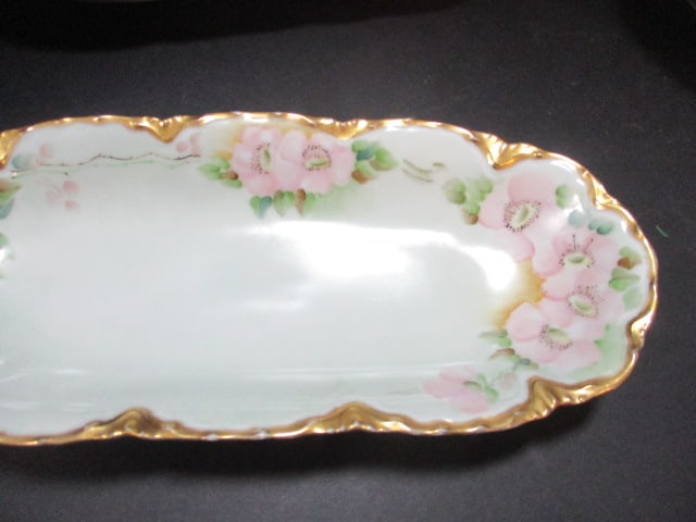 Oval Royal Austria Gilt-Edged Floral Dish, Oval Ornate Porcelain/Gilt Floral Dish and Porcelain/G... - 2