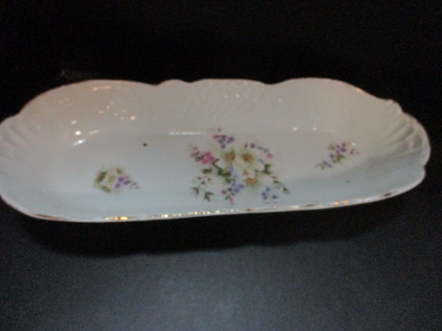 Oval Royal Austria Gilt-Edged Floral Dish, Oval Ornate Porcelain/Gilt Floral Dish and Porcelain/G... - 6