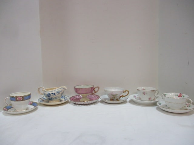 Lot of 6 Teacup/Saucers-Limoges, Sampson Smith, Tuscan, Etc.: Age Wear 