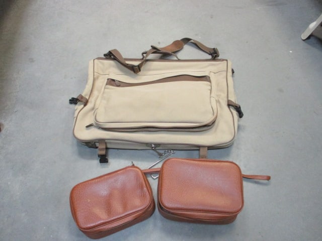 3 Pieces of Luggage-Eddie Bauer/Ford Foldover/Hanging Bag, 2 Leatherette Toiletry Bags: . 