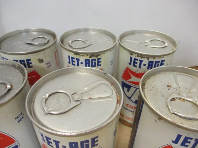 Vintage Auto Cans- 6 JAC Gas Conditioner, 8 Shell Valve Lubricant - 6