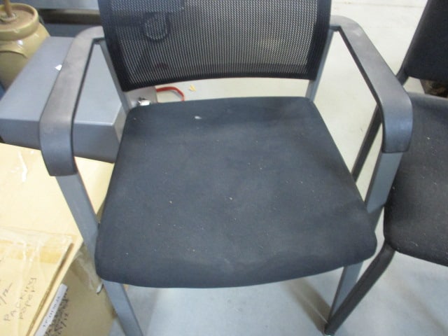 2 Black Lobby Chairs - 1 with Armrests - 4