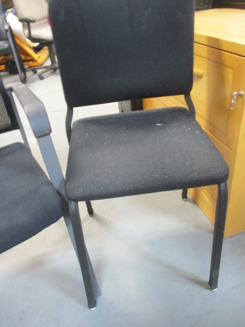 2 Black Lobby Chairs - 1 with Armrests - 7