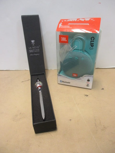 Two's Company Murano Letter Opener and JBL Clip 3 Bluetooth: .