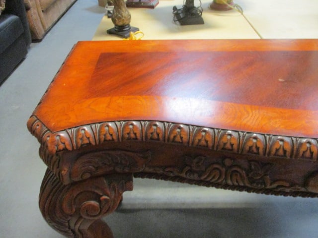 Universal Furniture Heavily Carved Mahogany Bowfront Console Table - 2