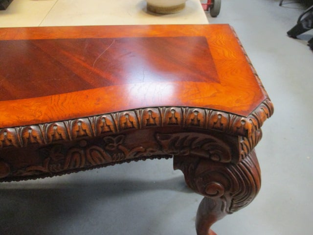 Universal Furniture Heavily Carved Mahogany Bowfront Console Table - 4