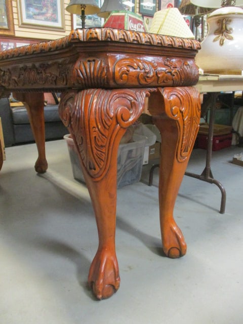 Universal Furniture Heavily Carved Mahogany Bowfront Console Table - 5