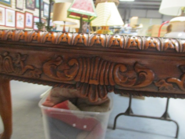 Universal Furniture Heavily Carved Mahogany Bowfront Console Table - 6