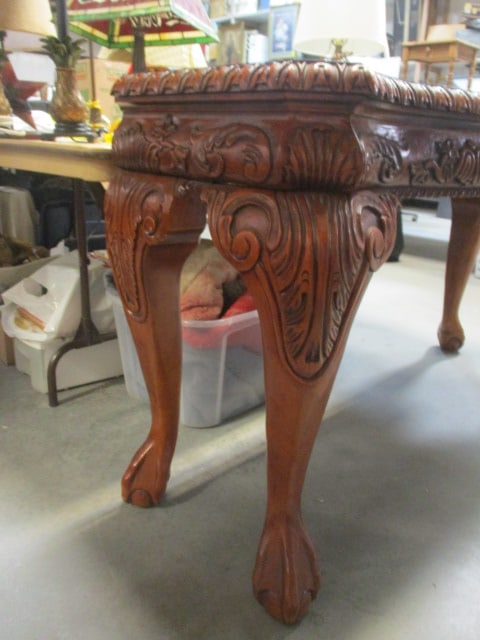 Universal Furniture Heavily Carved Mahogany Bowfront Console Table - 7
