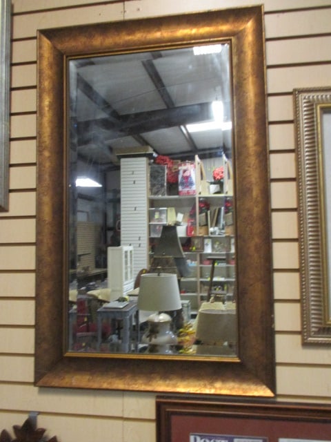 Gold/Copper Metallic Finish Framed Beveled Mirror (1 of 7)