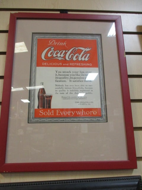 Framed Vintage "Drink Coca-Cola Delicious and Refreshing" Advertisement (1 of 4)