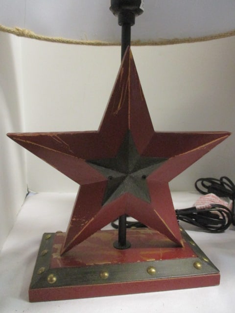 Pair of Distressed Finish Star Table Lamps with Nail Head Accents - 3