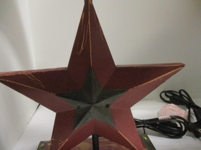 Pair of Distressed Finish Star Table Lamps with Nail Head Accents - 4
