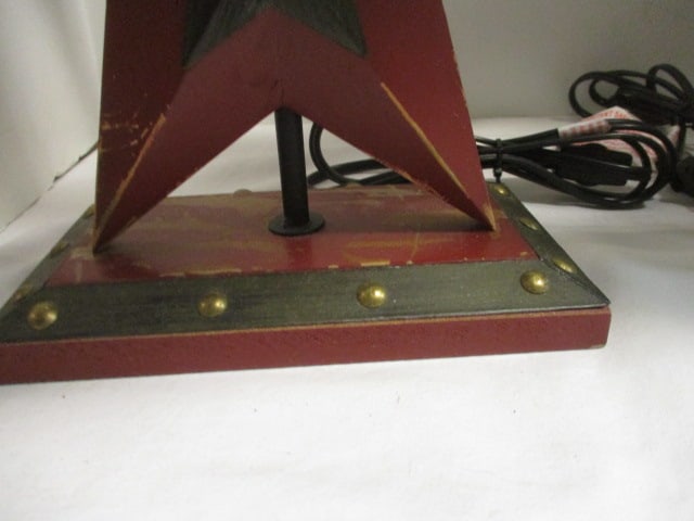 Pair of Distressed Finish Star Table Lamps with Nail Head Accents - 5