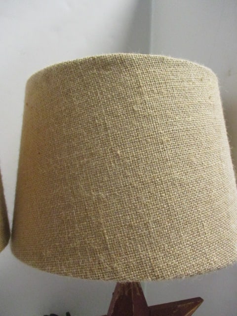 Pair of Distressed Finish Star Table Lamps with Nail Head Accents - 8