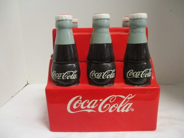 2001 Gibson Coca-Cola 6 Pack Bottle Cookie Jar: 9 1/2"h 