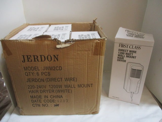 Six New Old Stock First Class Direct Wire 1200 Watt Wall Mount Hair Dryers (1 of 6)