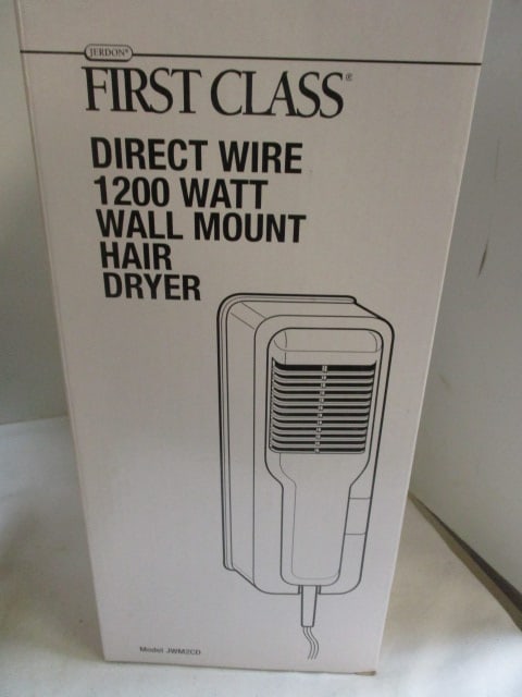 Six New Old Stock First Class Direct Wire 1200 Watt Wall Mount Hair Dryers - 2