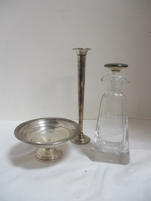 Crown Weighted Sterling Footed Dish, Wallace Weighted Sterling Bud Vase and (1 of 15)