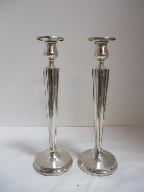 Pair of Weighted Sterling Victorian Candle Sticks (1 of 8)