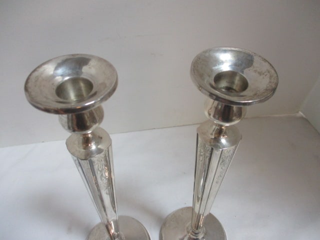Pair of Weighted Sterling Victorian Candle Sticks - 2