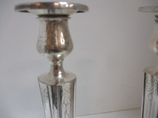 Pair of Weighted Sterling Victorian Candle Sticks - 3