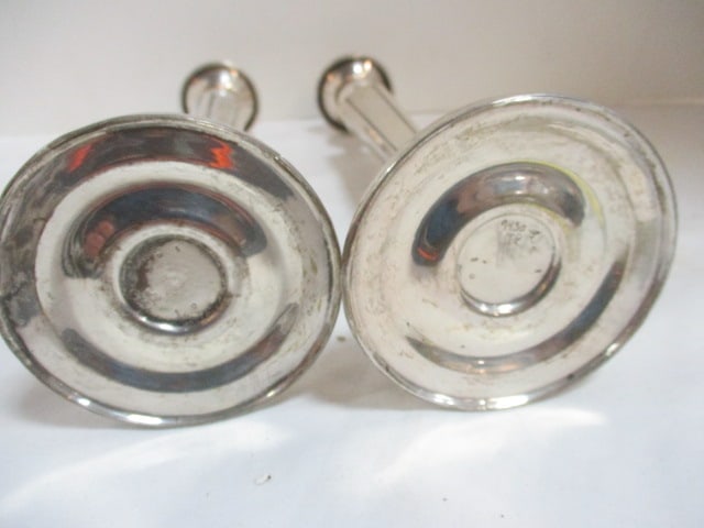 Pair of Weighted Sterling Victorian Candle Sticks - 6
