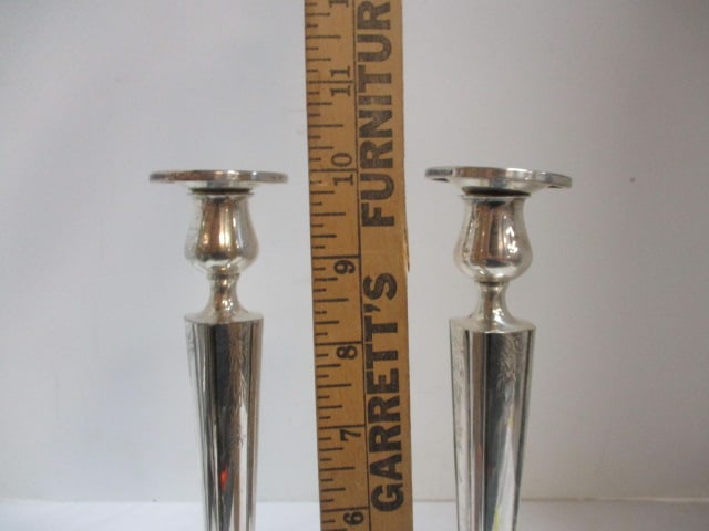 Pair of Weighted Sterling Victorian Candle Sticks - 8