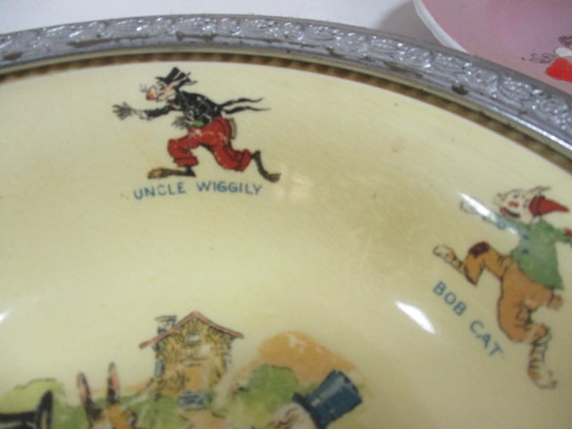 Antique Germany Enamel Child's Cup and Bowl Set and The Sebring Pottery Co. - 3