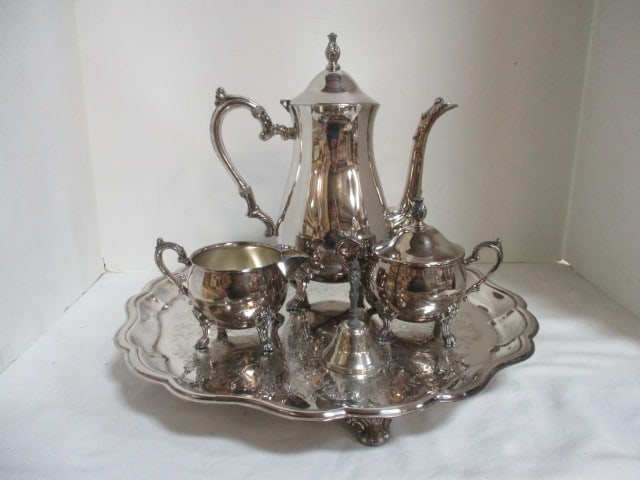 Silverplate Coffee Service, Service Bell and "Dupont" Engraved Serving Tray (1 of 19)