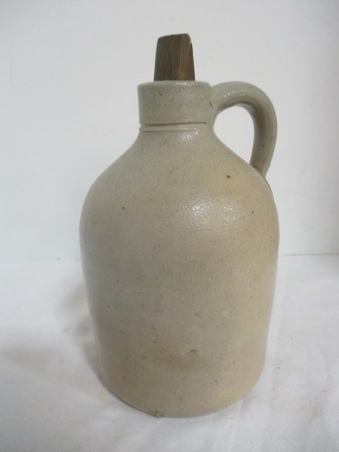 Vintage Salt Glaze Stoneware Jug with Wooden Plug Stopper (1 of 7)