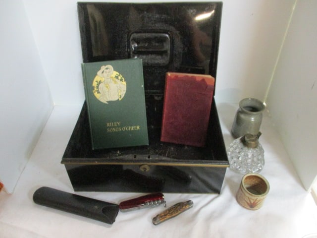 Antique Lock Box, Glass Ink, Turned Pottery Vessels, Utility Knife, Pocket and (1 of 20)
