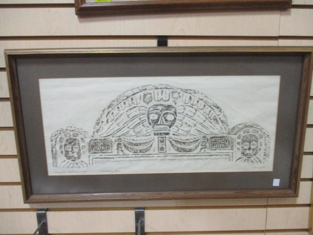 Pencil Signed Framed and Matted Grave Stone Rubbing (1 of 6)