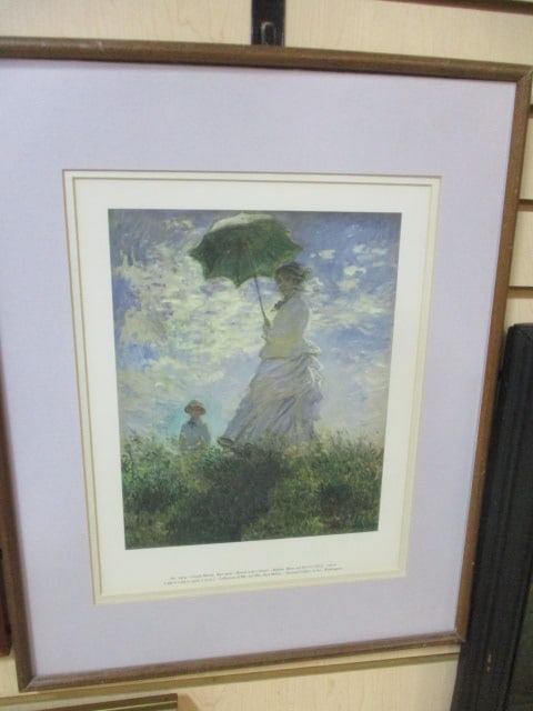 Framed and Matted Claude Monet's "Woman with a Parasol" Print: 16 3/4" x 21" 