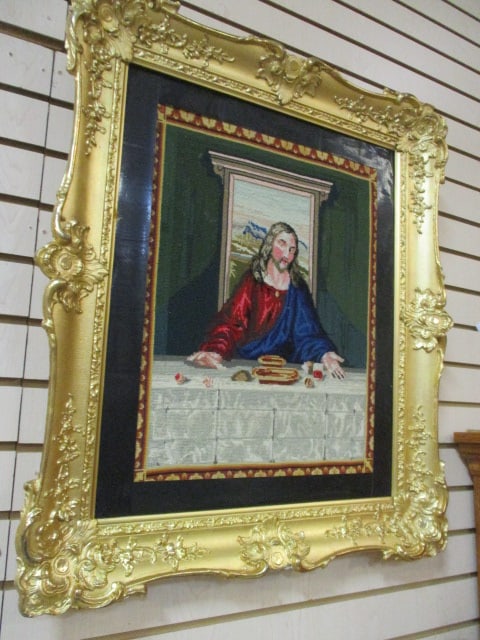 Circa Late 1800's "Jesus at The Last Supper" Needlepoint worked by Susan Ann Valentine (1 of 11)