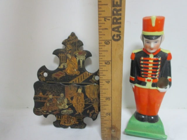Vintage Made in Japan "Toy Soldier" Match Holder and Handpainted Chinoiserie - 9