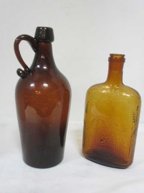 Illinois Glass Brown Glass Spider Web Design in Relief Bottle and Hand Blown (1 of 8)