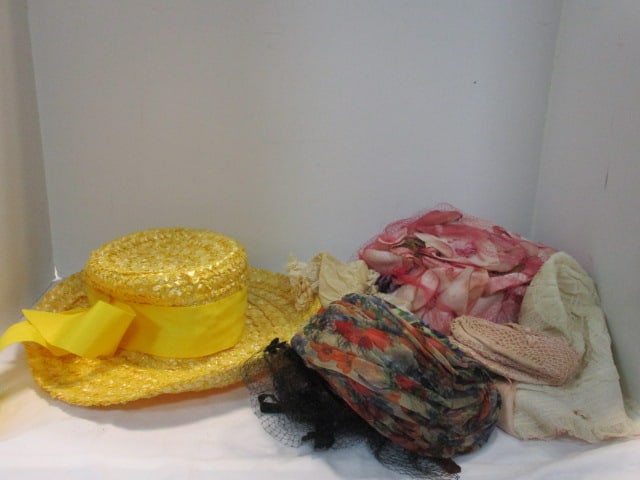 Vintage Ladies Hats and Baby Lace Shoes, Bonnets: See pictures for styles and condition 