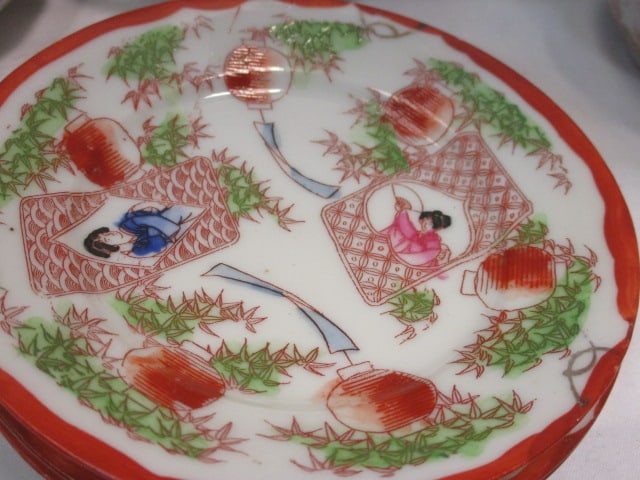 Japanese Porcelain "Geisha Girl" Design Tea Set - 2